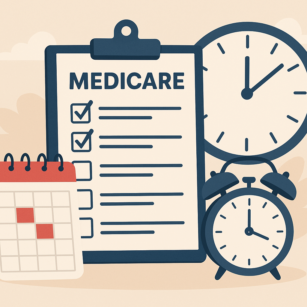 Calendar with Medicare Part D enrollment deadline dates highlighted