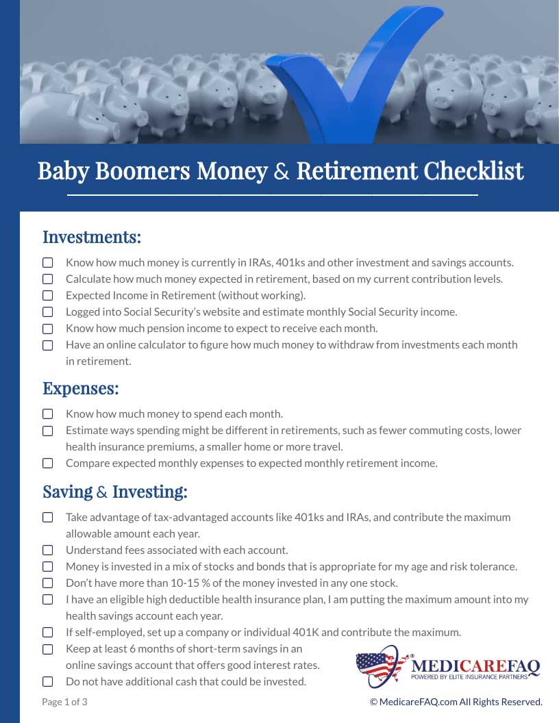 Baby Boomers Money & Retirement Checklist